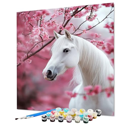 Malen Nach Zahlen Erwachsene Pferd, Malen Nach Zahlen Tier, DIY Basteln Erwachsene Handgemalt Ölgemälde Set mit Pinsel und Acrylfarbe für Deko Wohnzimmer, Geschenk für Frauen 80 x 110 cm (Model-0400) von LEYAUPGO