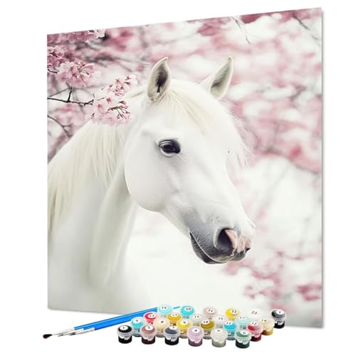Malen Nach Zahlen Erwachsene Pferd Malen Nach Zahlen Tier Paint by Numbers mit Pinsel und Acrylfarben, DIY Bastelset Erwachsene Handgemalt Ölgemälde für Zimmer Deko Asthetik 70 x 95 cm (Model-0402) von LEYAUPGO