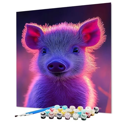 Malen Nach Zahlen Erwachsene Schwein, Malen Nach Zahlen Tier, DIY Basteln Erwachsene Handgemalt Ölgemälde Set mit Pinsel und Acrylfarbe für Wand Deko, Geschenk für Frauen 100 x 135 cm (Model-1425) von LEYAUPGO