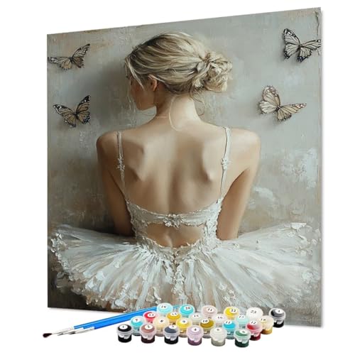 Malen Nach Zahlen Erwachsene Tänzer Malen Nach Zahlen Mädchen Paint by Numbers mit Pinsel und Acrylfarben, DIY Bastelset Erwachsene Handgemalt Ölgemälde für Deko Asthetik 90 x 120 cm (Model-1458) von LEYAUPGO