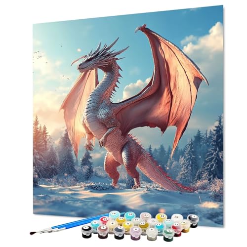 Malen Nach Zahlen Erwachsene Tier, Malen Nach Zahlen Drachen, DIY Basteln Erwachsene Handgemalt Ölgemälde Set mit Pinsel und Acrylfarbe für Wand Deko, Geschenk für Frauen 80 x 110 cm (Model-0409) von LEYAUPGO