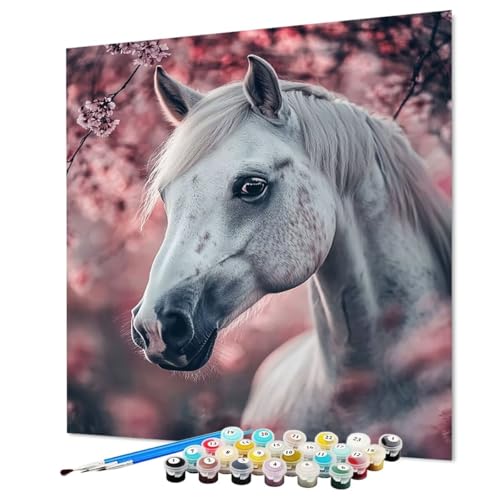 Malen Nach Zahlen Erwachsene Tier, Malen Nach Zahlen Pferd, DIY Basteln Erwachsene Handgemalt Ölgemälde Set mit Pinsel und Acrylfarbe für Deko Wohnzimmer, Geschenk für Frauen 80 x 110 cm (Model-0401) von LEYAUPGO