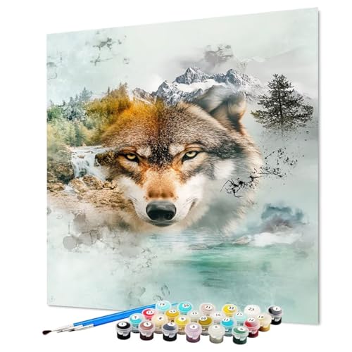Malen Nach Zahlen Erwachsene Tier, Malen Nach Zahlen Wolf, DIY Basteln Erwachsene Handgemalt Ölgemälde Set mit Pinsel und Acrylfarbe für Deko Wohnzimmer, Geschenk für Frauen 80 x 110 cm (Model-1310) von LEYAUPGO
