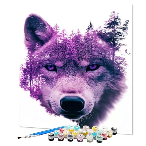 Malen Nach Zahlen Erwachsene Wolf, Malen Nach Zahlen Abstrakt, DIY Basteln Erwachsene Handgemalt Ölgemälde Set mit Pinsel und Acrylfarbe für Wand Deko, Geschenk für Frauen 100 x 135 cm (Model-1429) von LEYAUPGO