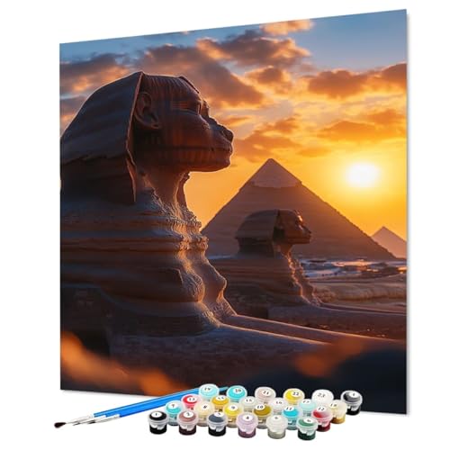 Malen Nach Zahlen Erwachsene ägypten Malen Nach Zahlen Pyramide Paint by Numbers mit Pinsel und Acrylfarben, DIY Bastelset Erwachsene Handgemalt Ölgemälde für Zimmer Deko 35 x 50 cm (Model-0828) von LEYAUPGO