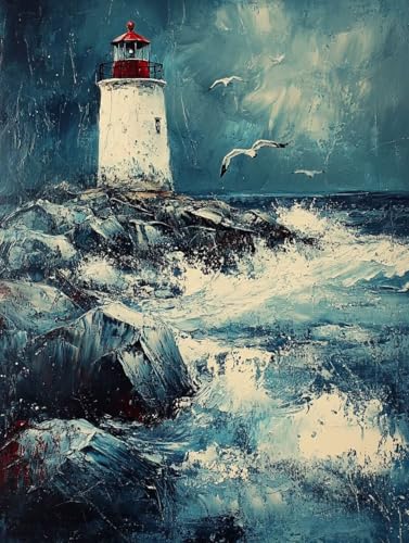 Meer Diamond Painting Erwachsene Kinder, Leuchtturm Diamant Painting Bilder Set, 5D Vollbohrer Kristall Stickerei Kreuzstich Basteln, Home Wand Deko Wohnzimmer, Geschenke für Frauen 50x70cm 7v-14S Meer Diamond Painting Erwachsene Kinder, Leuchtturm Diamant Painting Bilder Set, 5D Vollbohrer Kristall Stickerei Kreuzstich Basteln, Home Wand Deko Wohnzimmer, Geschenke für Frauen 50x70cm 7v-14S von LEYAUPGO