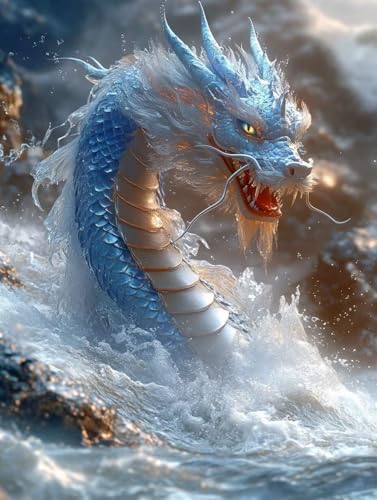 Tier Diamond Painting Drachen Diamond Painting Erwachsene Kinder DIY 5D Vollbohrer Mosaikherstellung Stickerei Kreuzstich Diamanten Malerei Anfänger, Zimmer Deko Wohnzimmer Geschenke 40x50cm u7-135 von LEYAUPGO