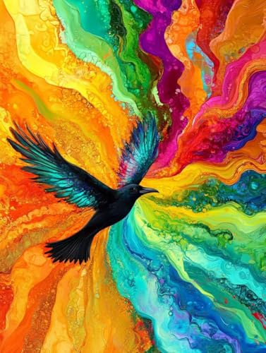 Tier Diamond Painting Erwachsene Kinder, Regenbogen Diamant Painting Bilder Set, 5D Vollbohrer Kristall Stickerei Kreuzstich Basteln, Home Wand Deko Wohnzimmer, Geschenke für Frauen 60x80cm 7c-790 von LEYAUPGO