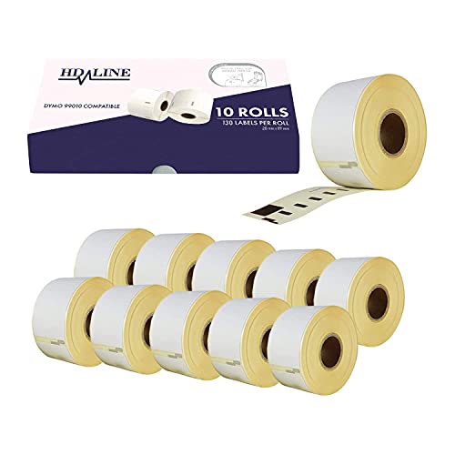 LEYF Etiketten für Dymo Labelwriter 99010 - S0722370-89 X 28 mm - 10 Rolle Pack Etiketten x 130 St. Je Rolle =1300 Etikette,Adressetiketten,Selbstklebend,Kompatibel für Dymo & Seiko Etikettendrucker von LEYF