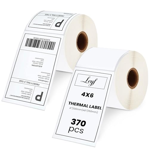 Leyf 100 mm x 150 mm - Thermo Etiketten - Selbstklebend - 1 Zoll Kern - 2 Rolle Pack Etikett x 370 St. Je Rolle = 740 Label - Kompatibel für Etikettendrucker, Kompatibel mit Zebra, DHL-UPS-DPD von LEYF