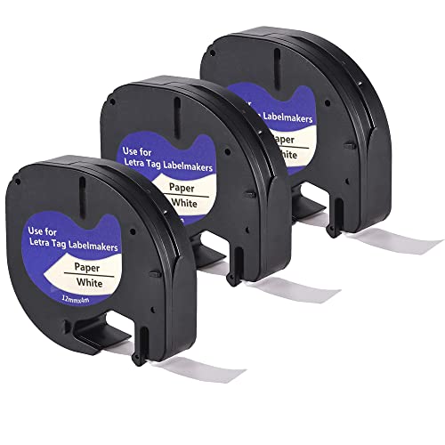 LEYF 3 Stück Etikettenband, Kompatibel mit Dymo 91200, 12mm x 4mm Schriftband für Dymo LetraTag LT-100H, LT-100H Plus, LT-100T, LT-100T Plus, 2000, QX50, XM, XR, Wasserdicht, Schwarz auf Weiß LEYF 3 Stück Etikettenband, Kompatibel mit Dymo 91200, 12mm x 4mm Schriftband für Dymo LetraTag LT-100H, LT-100H Plus, LT-100T, LT-100T Plus, 2000, QX50, XM, XR, Wasserdicht, Schwarz auf Weiß von LEYF