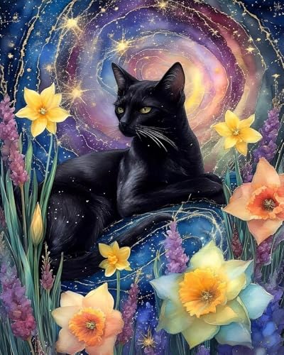 LEYIUYIU DIY vorgedrucktes Kreuzstich-Set 11CT Stickset für Kinder Erwachsene und Anfänger Wandkunst Heimdekoration – Blumen und schwarze Katze – 40x50cm LEYIUYIU DIY vorgedrucktes Kreuzstich-Set 11CT Stickset für Kinder Erwachsene und Anfänger Wandkunst Heimdekoration – Blumen und schwarze Katze – 40x50cm von LEYIUYIU