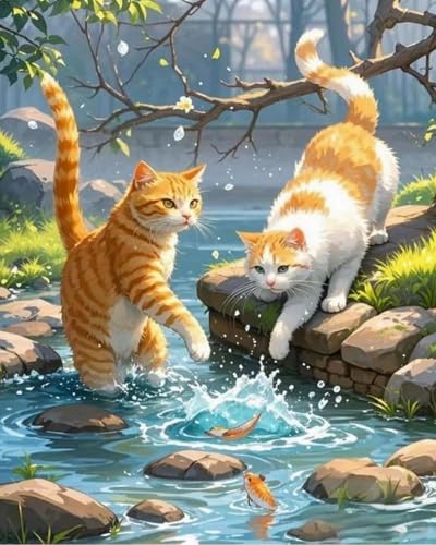 LEYIUYIU DIY vorgedrucktes Kreuzstich-Set 11CT Stickset für Kinder Erwachsene und Anfänger Wandkunst Heimdekoration – Katze im Fischteich – 40x50cm LEYIUYIU DIY vorgedrucktes Kreuzstich-Set 11CT Stickset für Kinder Erwachsene und Anfänger Wandkunst Heimdekoration – Katze im Fischteich – 40x50cm von LEYIUYIU