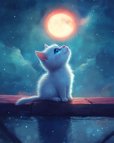 LEYIUYIU DIY vorgedrucktes Kreuzstich-Set 11CT Stickset für Kinder Erwachsene und Anfänger Wandkunst Heimdekoration – Katze im Mond – 40x50cm LEYIUYIU DIY vorgedrucktes Kreuzstich-Set 11CT Stickset für Kinder Erwachsene und Anfänger Wandkunst Heimdekoration – Katze im Mond – 40x50cm von LEYIUYIU