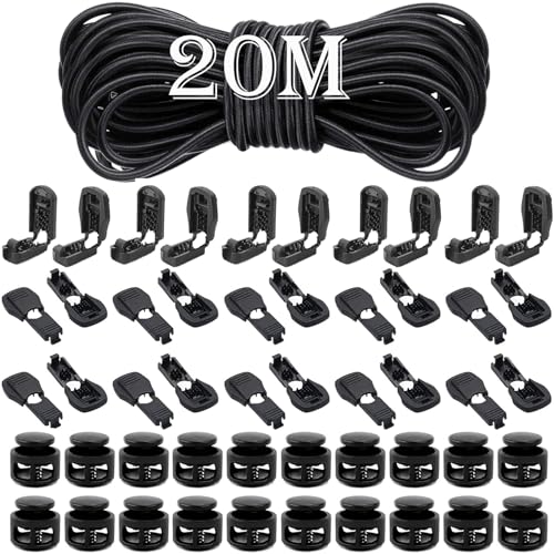20m Elastische Gummischnur 3mm, 2 Loch Schwarz Gummikordel, Gummiband Rund Schnur Elastische Gummiseil, Mit 40 Kordelstopper Kordelklemme 20 Kordelstopper, Für Kordelzug Rucksack Bekleid Wäscheleinen 20m Elastische Gummischnur 3mm, 2 Loch Schwarz Gummikordel, Gummiband Rund Schnur Elastische Gummiseil, Mit 40 Kordelstopper Kordelklemme 20 Kordelstopper, Für Kordelzug Rucksack Bekleid Wäscheleinen von LEZED