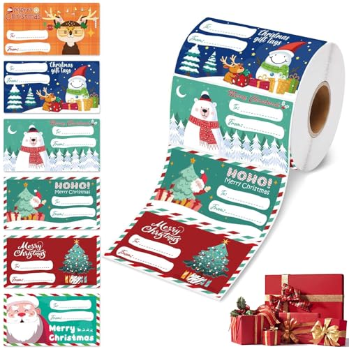 500 Stück/Rolle Selbstklebende Weihnachtsgeschenkanhänger Aufkleber, 6 Muster Weihnachts Etiketten Sticker, Weihnachtssticker Selbstklebend, Für Dekorative Gaben Weihnachtsaufkleber (75 Mm x 40 Mm) 500 Stück/Rolle Selbstklebende Weihnachtsgeschenkanhänger Aufkleber, 6 Muster Weihnachts Etiketten Sticker, Weihnachtssticker Selbstklebend, Für Dekorative Gaben Weihnachtsaufkleber (75 Mm x 40 Mm) von LEZED