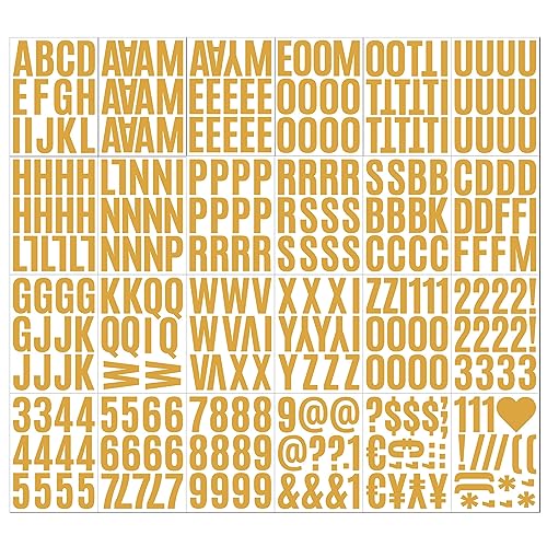 Selbstklebende Buchstaben Aufkleber Gold mit 318 Zahlen und Groß Buchstaben,5cm Wasserfester Alphabet Aufkleber Briefkasten Nummern Aufkleber Vinyl Klebebuchstaben Sticker für Poster Briefkästen Autos von LEZED