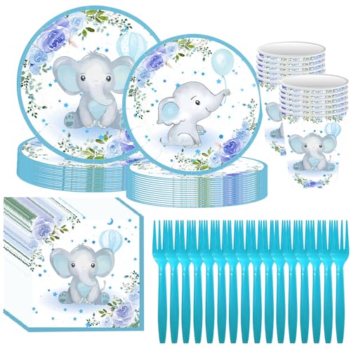 84 Stück Elefant Geburtstag Party Geschirr,Elefant Partygeschirr Set,Blau Elefant Blumen mit Teller Becher Servietten Elefant Partygeschirr Babyparty Deko Baby Shower für 16 Gäste 84 Stück Elefant Geburtstag Party Geschirr,Elefant Partygeschirr Set,Blau Elefant Blumen mit Teller Becher Servietten Elefant Partygeschirr Babyparty Deko Baby Shower für 16 Gäste von LEZYHIU