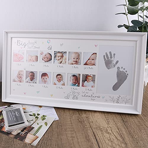 LEcylankEr Baby Handabdruck und Fußabdruck Fotorahmen,Jubiläum Wachstumsrekord Babygeschenke,Fotorahmen mit Das Stempelkissen (Weiß) von LEcylankEr