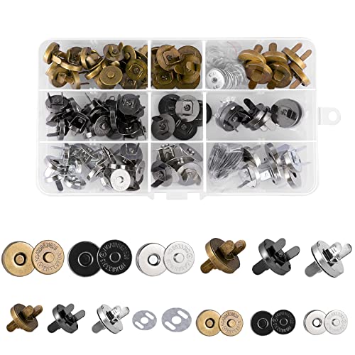 48 Stücke Magnetknöpfe, 14mm und 18mm Metall Magnetische Knöpfe 3 Farben Magnetverschluss Nähen Handwork Druckknöpfe für DIY Nähen Handwerk Handtaschen Geldtasche von LFBEST