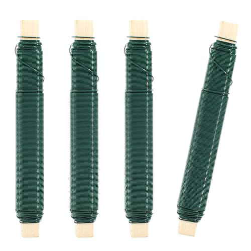 LFBEST Grüner Blumendraht für Kranzherstellung, 30 m x 0,8 mm, flexibler Kranzdraht, für Weihnachtskranz, Hochzeitsgirlande, Blumenarrangements, Basteln, 4 Rollen von LFBEST