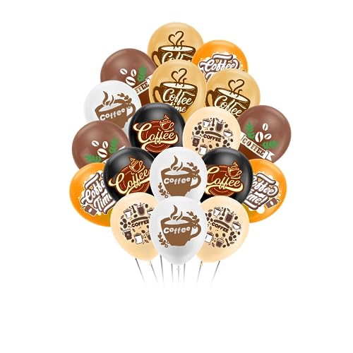 30 PCS Kaffee Ballons, 6 verschiedene Arten von Kaffee themed Ballons für Kaffee Party Supplies Kaffee Party Bevorzugungen Kaffee Geburtstag Party Dekorationen von LFCFDX