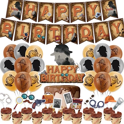 Detektive Geburtstagsdekoration Detektive Party Lieferung inklusive Detektiv Happy Birthday Banner Cake Topper Cupcake Toppers Luftballons für die 20er Jahre Detektive Party Detektiv Geburtstag Detektive Geburtstagsdekoration Detektive Party Lieferung inklusive Detektiv Happy Birthday Banner Cake Topper Cupcake Toppers Luftballons für die 20er Jahre Detektive Party Detektiv Geburtstag von LFCFDX