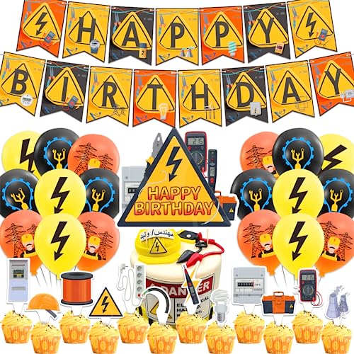 Electrician Party Dekorationen Electrician Lineman Thema Dekorationen inklusive Happy Birthday Banner Cake Topper Cupcake Toppers Luftballons für Electrician Party Electrician Party Dekorationen Electrician Lineman Thema Dekorationen inklusive Happy Birthday Banner Cake Topper Cupcake Toppers Luftballons für Electrician Party von LFCFDX