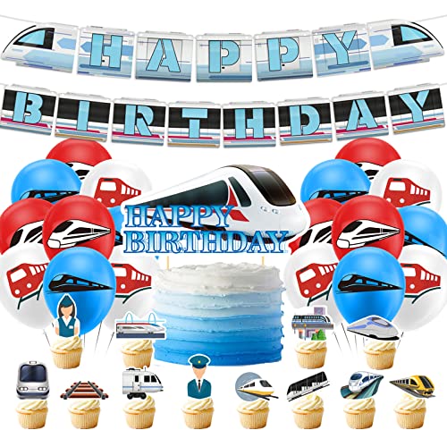 Hochgeschwindigkeitszug Party Dekorationen Kugelzug Geburtstag Party Zubehör beinhaltet Hochgeschwindigkeitszug Happy Birthday Banner, Kuchen Topper, Cupcake Topper, Ballons Hochgeschwindigkeitszug Party Dekorationen Kugelzug Geburtstag Party Zubehör beinhaltet Hochgeschwindigkeitszug Happy Birthday Banner, Kuchen Topper, Cupcake Topper, Ballons von LFCFDX