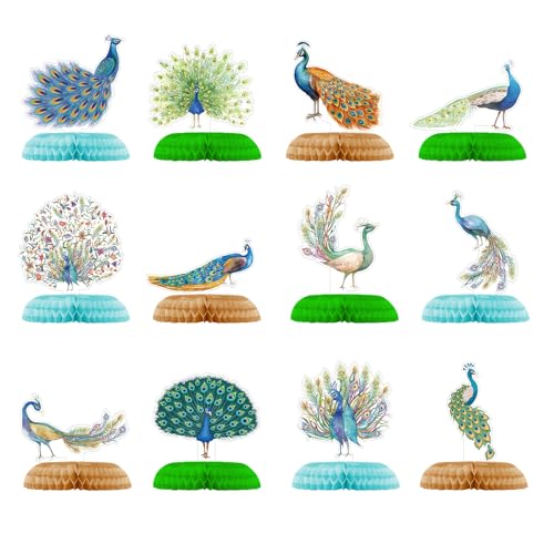 LFCFDX 12 PCS Pfau Honigwabe Mittelstücke Pfau Tischdekorationen Tischdecker für Pfau Party Dekorationen Geburtstagsparty Zubehör LFCFDX 12 PCS Pfau Honigwabe Mittelstücke Pfau Tischdekorationen Tischdecker für Pfau Party Dekorationen Geburtstagsparty Zubehör von LFCFDX