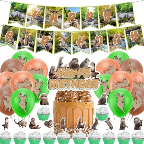Otter Party Dekorationen Otter Party Zubehör beinhaltet Otter Happy Birthday Banner, Kuchen Topper, Cupcake Toppers, Ballons für Otter Geburtstag Dekorationen Otter Party Dekorationen Otter Party Zubehör beinhaltet Otter Happy Birthday Banner, Kuchen Topper, Cupcake Toppers, Ballons für Otter Geburtstag Dekorationen von LFCFDX