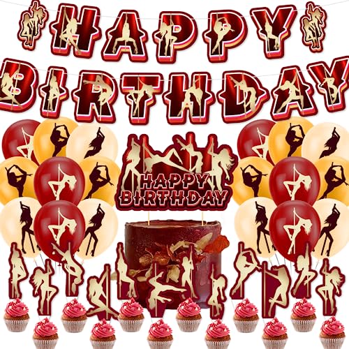 Pole Dance Party Dekorationen Pole Dance Geburtstag Dekoration inklusive Pole Dance Geburtstag Banner Kuchen Topper Cupcake Toppers Luftballons für Bachelorette Party Strippers Dekoration Pole Dance Party Dekorationen Pole Dance Geburtstag Dekoration inklusive Pole Dance Geburtstag Banner Kuchen Topper Cupcake Toppers Luftballons für Bachelorette Party Strippers Dekoration von LFCFDX