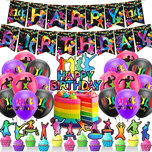 Trampolin Party Dekorationen - Geburtstag Banner, Cake Topper, Cupcake Toppers, Luftballons für Jump Geburtstagsfeier von LFCFDX