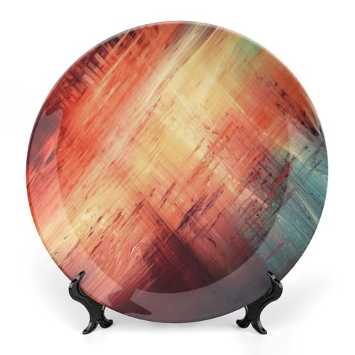 LFDSYEOQ Abstrakte Kunst dekorative Teller mit Ständer, Druck dekorative Keramikplatten für Home Office Wanddekorationen (mit Aufhänger) von LFDSYEOQ