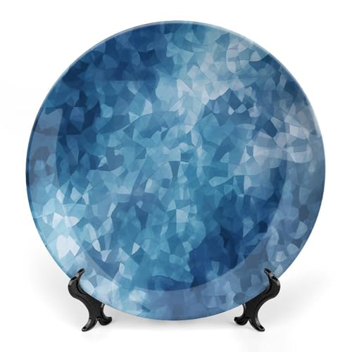 LFDSYEOQ Dekorative Teller mit Ständer, abstrakte Farbe, blaue dekorative Keramikplatten für Zuhause, Büro, Wanddekoration (mit Aufhänger) von LFDSYEOQ
