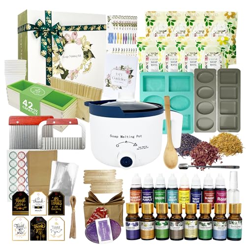 LFISGNN DIY Seifen Selber Machen Set für Erwachsene, Starterkit für kreative Seifenherstellung, Komplettset inkl. Seifenschmelzer, Rohseifen, Farben, Duftöle und Silikonform LFISGNN DIY Seifen Selber Machen Set für Erwachsene, Starterkit für kreative Seifenherstellung, Komplettset inkl. Seifenschmelzer, Rohseifen, Farben, Duftöle und Silikonform von LFISGNN