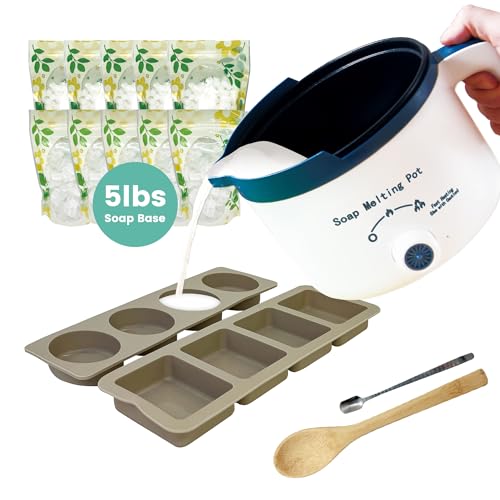 LFISGNN Seifenschmelzer für Seifenherstellung, DIY Seifenschmelztopf für DIY Seife Selber Machen Set, Erwachsene und Kinder (Seifenschmelzer + Seifenbasis-Set) von LFISGNN
