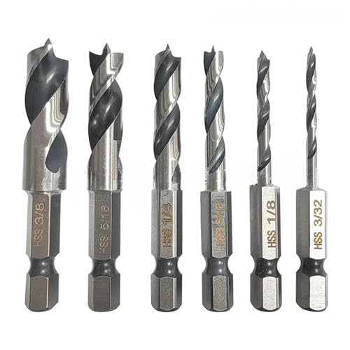 6-teiliges Stubby-Bohrer-Set for Metall, 1/4 Zoll Schnellwechsel-Sechskantschaft, Spiralbohrer, kurze Länge, HSS-Bohrer(6pcs) von LFJQFQR