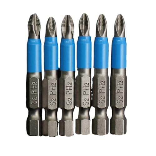 Schraubendreher-Bits, 1/4 Zoll Sechskantschaft, magnetischer Kreuzschraubenkopf, rutschfeste elektrische Spitze, 50 mm Treiber-Bohrer-Set(6 PCS) von LFJQFQR