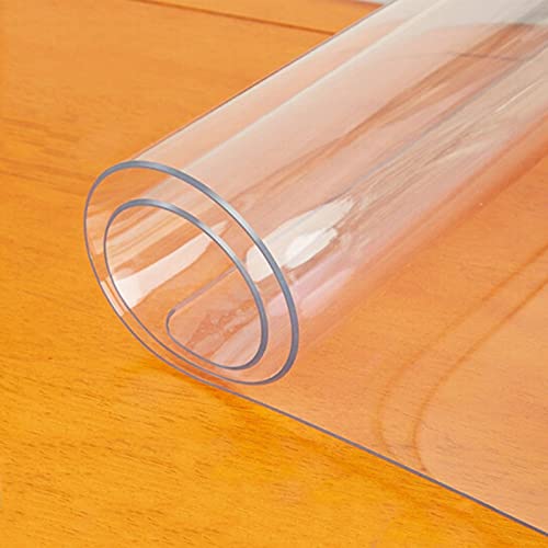 LFONDIGE Rechteckige, durchsichtige PVC-Tischdecke, wasserdichte, transparente Tischdecken aus Kunststoff, Tischsets, Schreibtischunterlagen, wasserdichter Schutz (2 mm dick, 70 × 180/80 × 200/90 × 1 von LFONDIGE