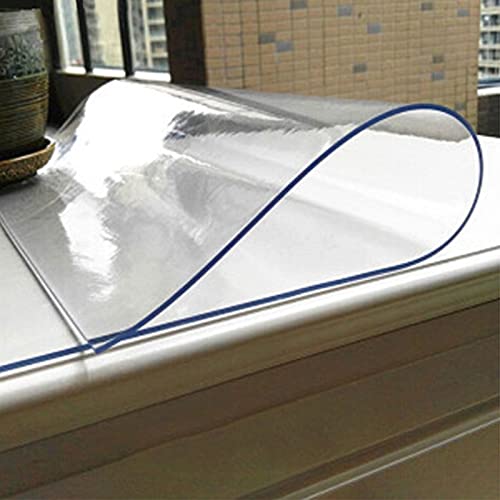 LFONDIGE Rechteckige, durchsichtige PVC-Tischdeckenrolle, transparente Kunststoff-Tischdecken, wasserdicht, quadratisch, Vinyl-Tischschutz, Dicke 2 mm Tischunterlage/Tischdecken für Gartenmöbel (90 × von LFONDIGE