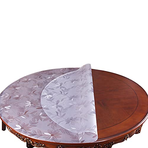 LFONDIGE Runde Tischdecke mit Kosmosblumen, transparenter Tischdeckenschutz aus transparentem Kunststoff, wasserdicht, leicht zu reinigen, für Küchen-/Esstisch, Familienfeiern, Partys, durchsichtige von LFONDIGE