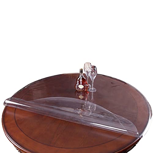 LFONDIGE Runder, 2 mm Dicker, durchsichtiger PVC-Tischplattenschutz, transparente Kunststoff-Tischdecke, kreisförmig, wasserdicht, faltbar, für Holzmöbel, Kaffee, schützende runde Schreibtisch-/Stuhl von LFONDIGE