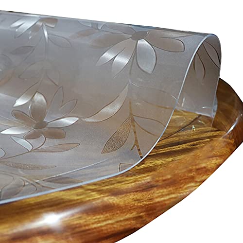 LFONDIGE Transparente Kunststoff-Tischdecke, rund (Kosmosblume), Tischdecke – 100% wasserdicht, ölbeständig, schmutzabweisend, abwischbar, transparenter Vinyl-Tischdeckenschutz/runde Gartentischdeck von LFONDIGE