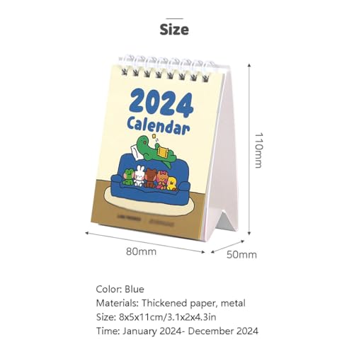 2024 kleiner Schreibtischkalender, Cartoon-Zeitplan, Büro-Desktop-Dekoration, Chronik, Notizblock, Tagesplan, Memo-Tischkalender einfach von LFTCZ