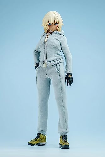 LFWDOCN 1/12 Scale Female Clothes,Female Tight Vest Pants Hoodies Clothes Sports Tank Tops Sweater Trousers Costume Outfit Clothing for 6inch Action Figure Body (Gray Hoodies+Vest+Pants) von LFWDOCN