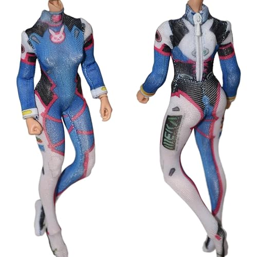 LFWDOCN 1/12 Scale Female Tight Stretch Bodysuit Zipper Jumpsuit Combat Uniform Outfit Clothes for 6inch Action Figure Body von LFWDOCN