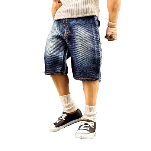 LFWDOCN 1/12 Scale Male Clothes,Male Denim Shorts Ripped Jeans Pant Clothing for 6inch Action Figure Body (Blue-Make Old Ver) von LFWDOCN