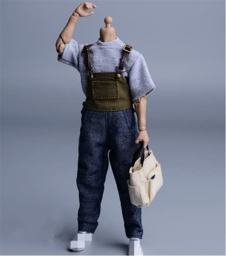 LFWDOCN 1/12 Scale Male Clothes,Men's Denim Overalls Pant Costume Clothing for 6inch Male Action Figure Body (Blue&Green) von LFWDOCN
