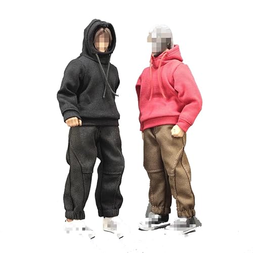 LFWDOCN 1/12 Scale Male Clothes,Men's Hoodie Sportswear Costume Outfit Top Clothes for 6inch Male Action Figure Body (Red, 1/12 Scale) von LFWDOCN